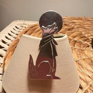 Vintage Sterling Silver southwestern wolf howling at the moon pin brooch